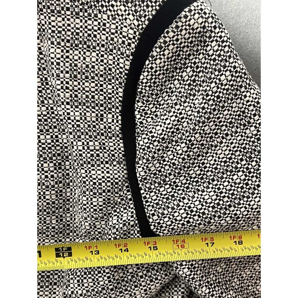 White House Black Market WHBM Women's Black White Tweed Zip Jacket Blazer Size - Picture 6 of 7